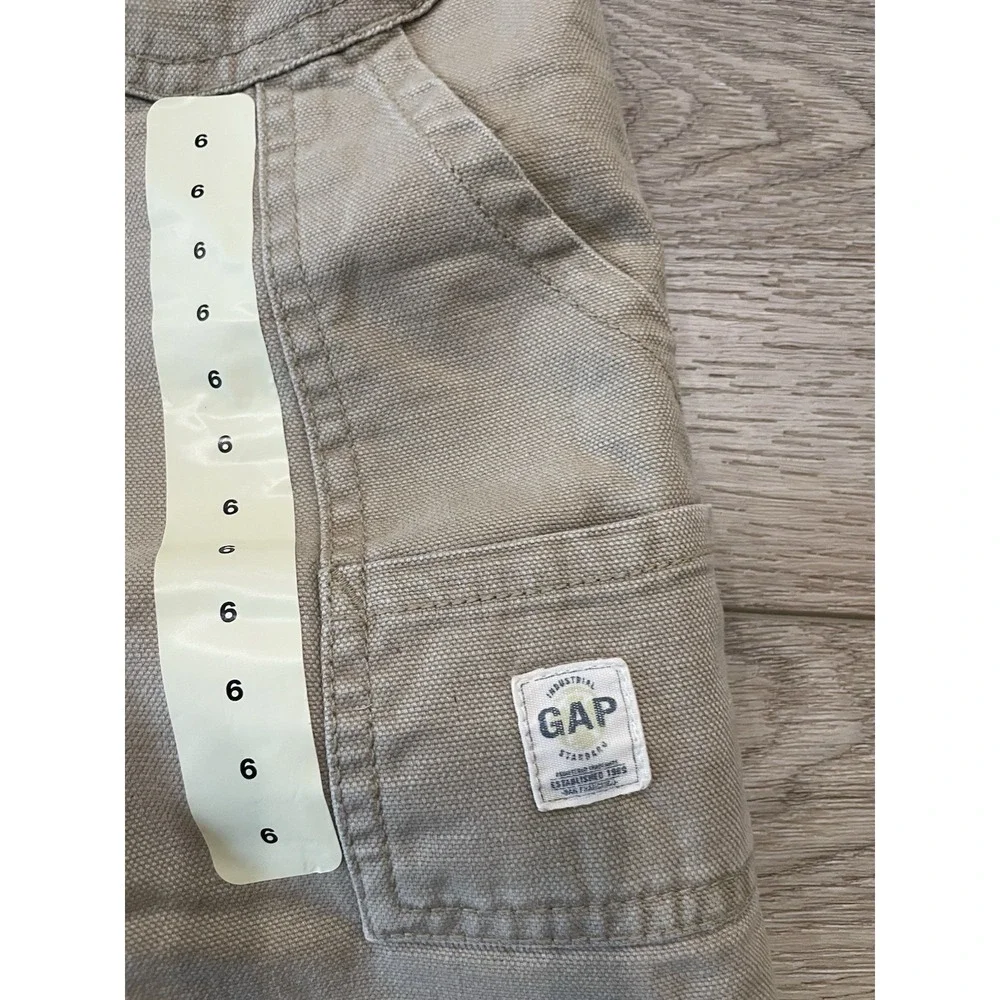 NWT‎ Vintage Y2K GAP Red Flannel Lined Beige Carpenter Pants Wide Leg Boys Sz 6